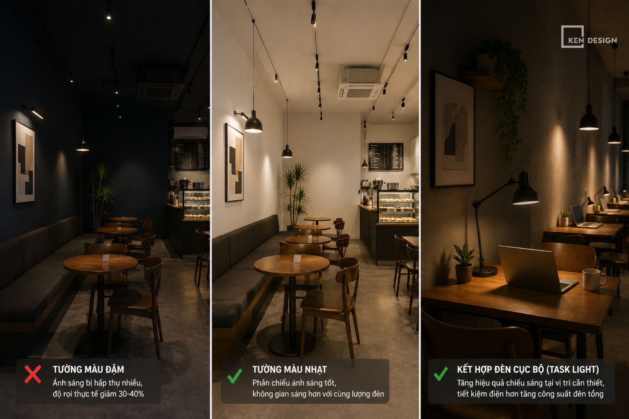 Thiết kế ánh sáng trong quán cafe coworking